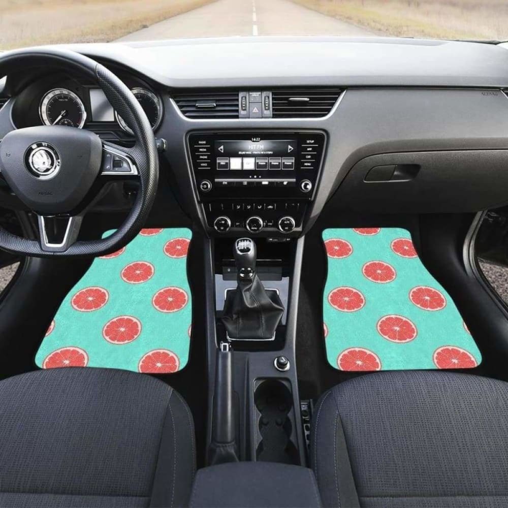 Grapefruit Green Background Front And Back Car Mats 174914 - YourCarButBetter