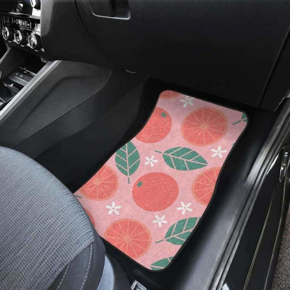 Grapefruit Leaves Flower Pink Background Front And Back Car Mats 174914 - YourCarButBetter