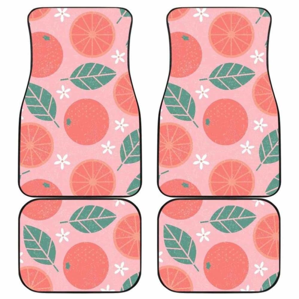 Grapefruit Leaves Flower Pink Background Front And Back Car Mats 174914 - YourCarButBetter