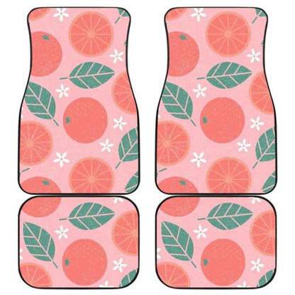 Grapefruit Leaves Flower Pink Background Front And Back Car Mats 174914 - YourCarButBetter
