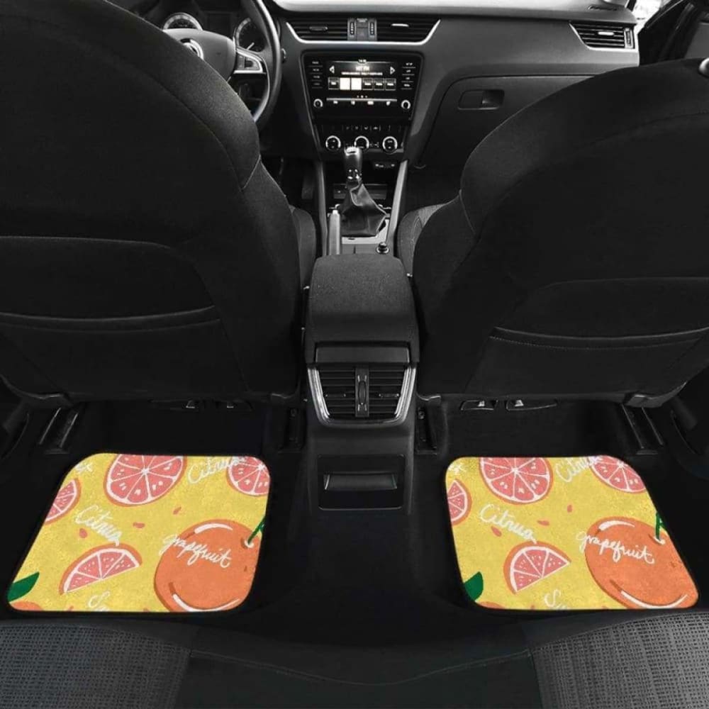 Grapefruit Yellow Background Front And Back Car Mats 174914 - YourCarButBetter