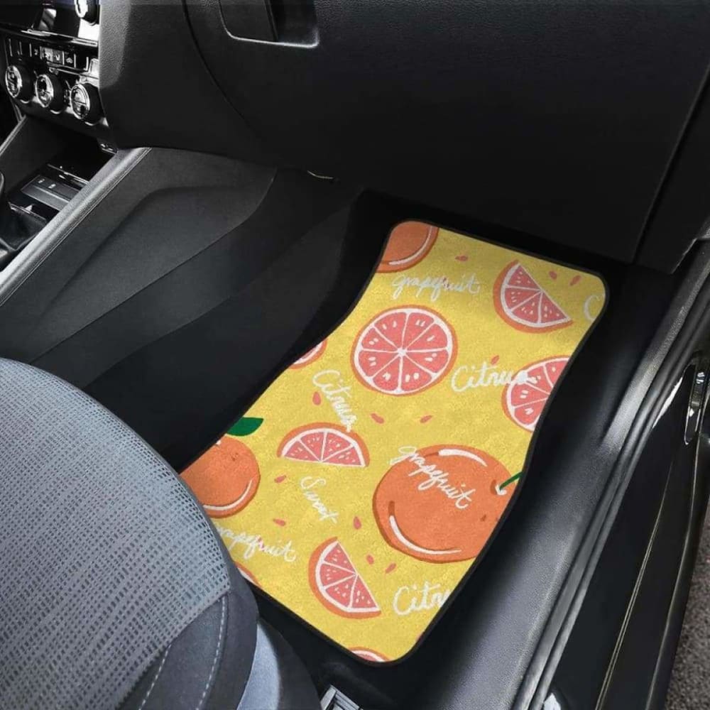 Grapefruit Yellow Background Front And Back Car Mats 174914 - YourCarButBetter