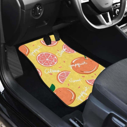 Grapefruit Yellow Background Front And Back Car Mats 174914 - YourCarButBetter
