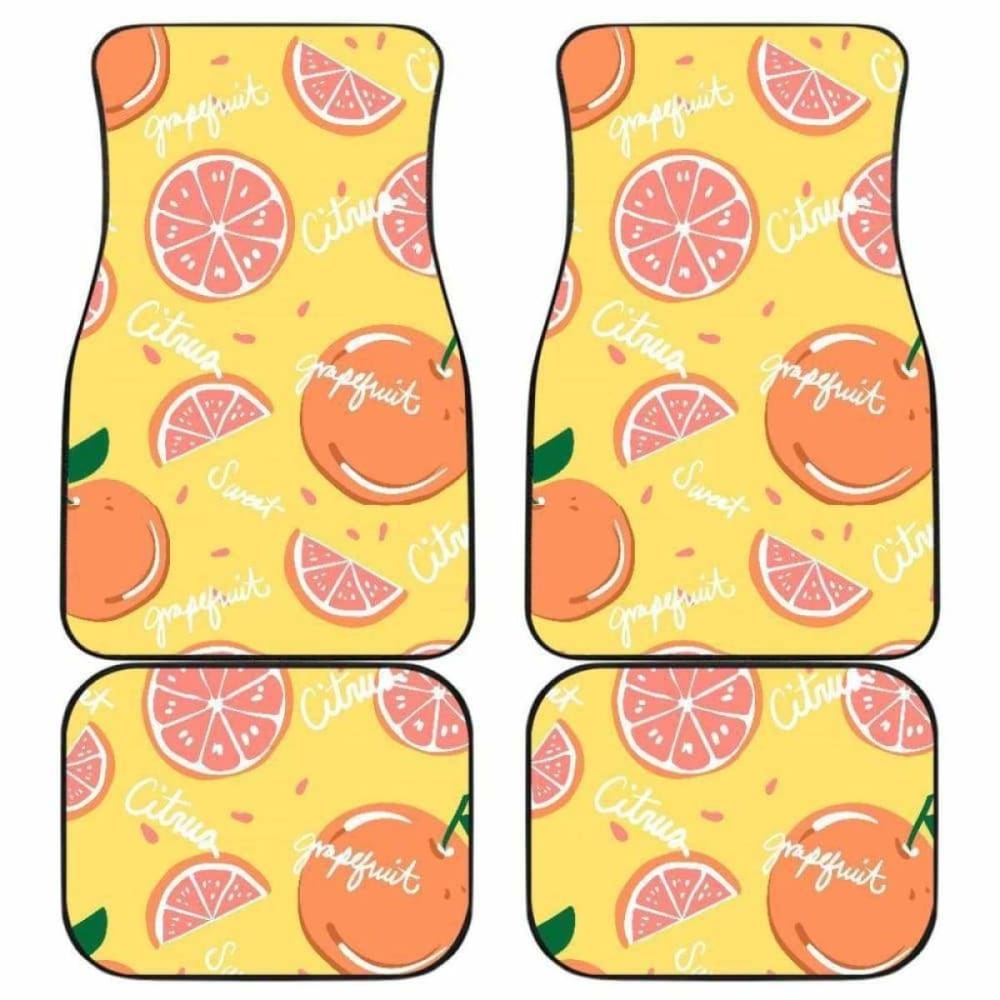 Grapefruit Yellow Background Front And Back Car Mats 174914 - YourCarButBetter
