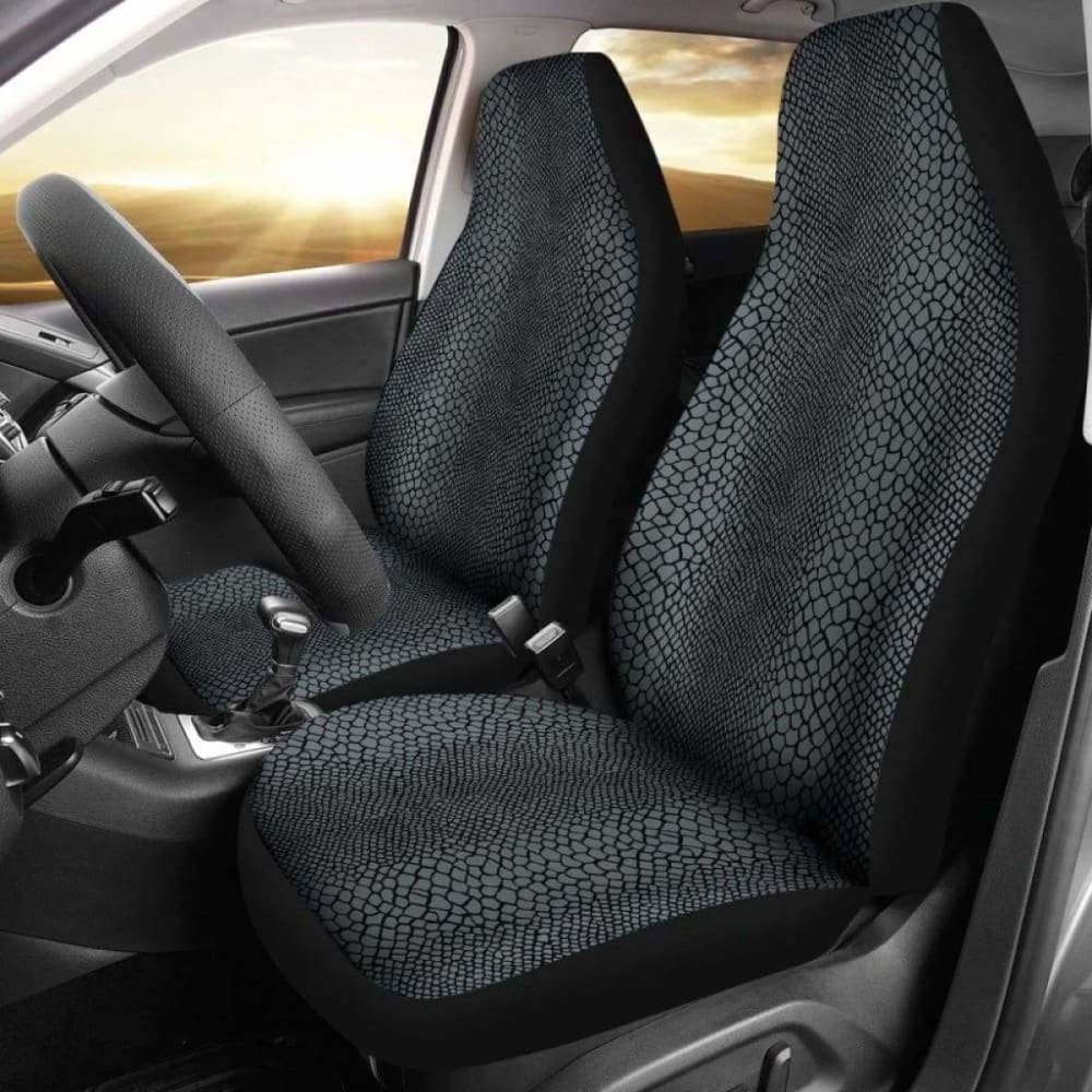 Gray And Black Reptile Snake Skin Scales Pattern Car Seat Covers 232125 - YourCarButBetter