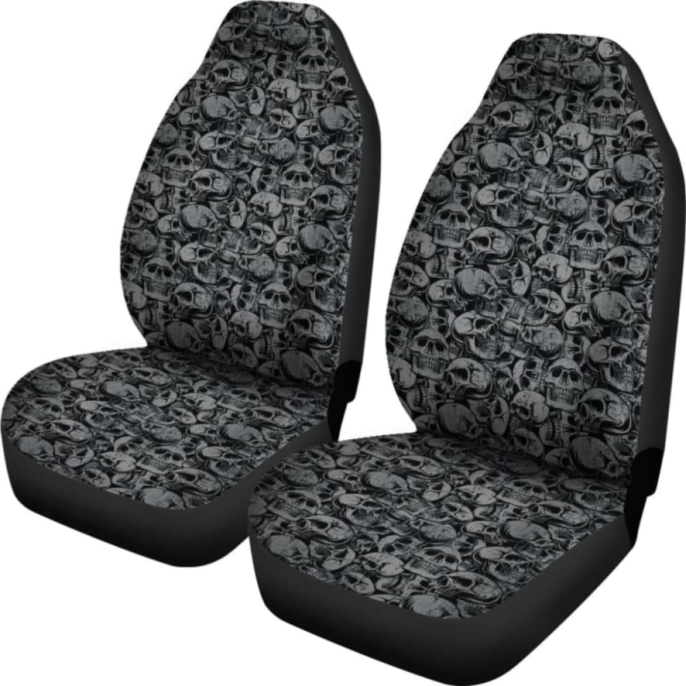 Gray And Black Skull Car Seat Covers Seat Protectors 172727