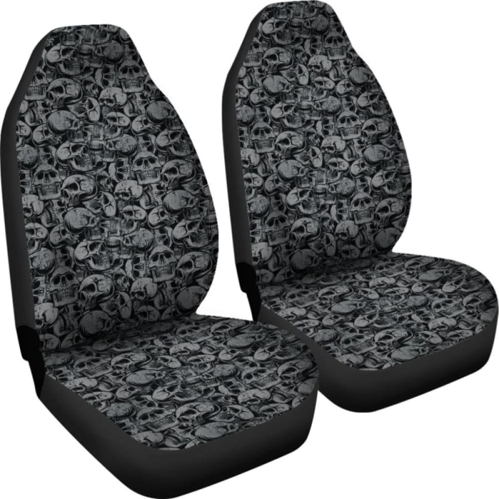 Gray And Black Skull Car Seat Covers Seat Protectors 172727