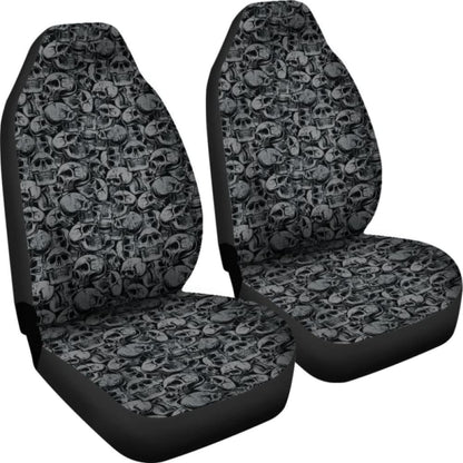 Gray And Black Skull Car Seat Covers Seat Protectors 172727