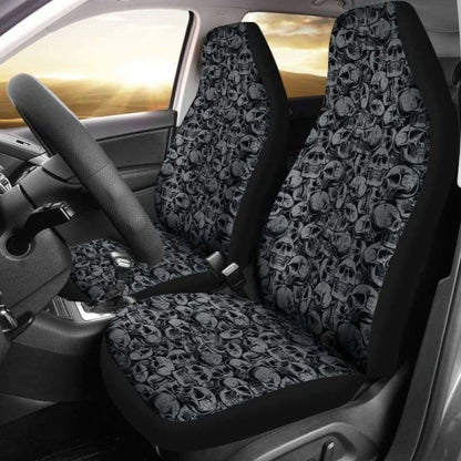 Gray And Black Skull Car Seat Covers Seat Protectors 172727