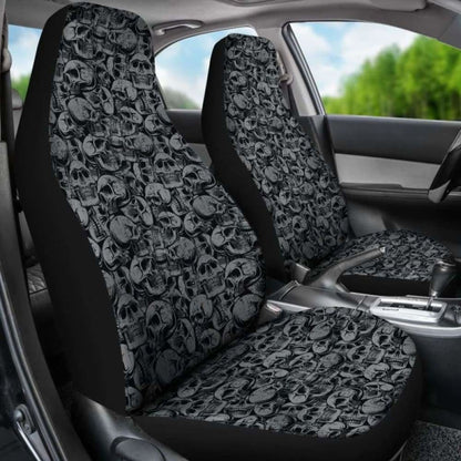 Gray And Black Skull Car Seat Covers Seat Protectors 172727