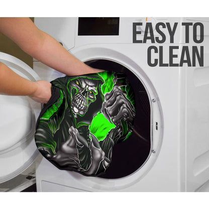 Gray And Green Gothic Skull Grim Reaper Car Seat Covers 210201 - YourCarButBetter