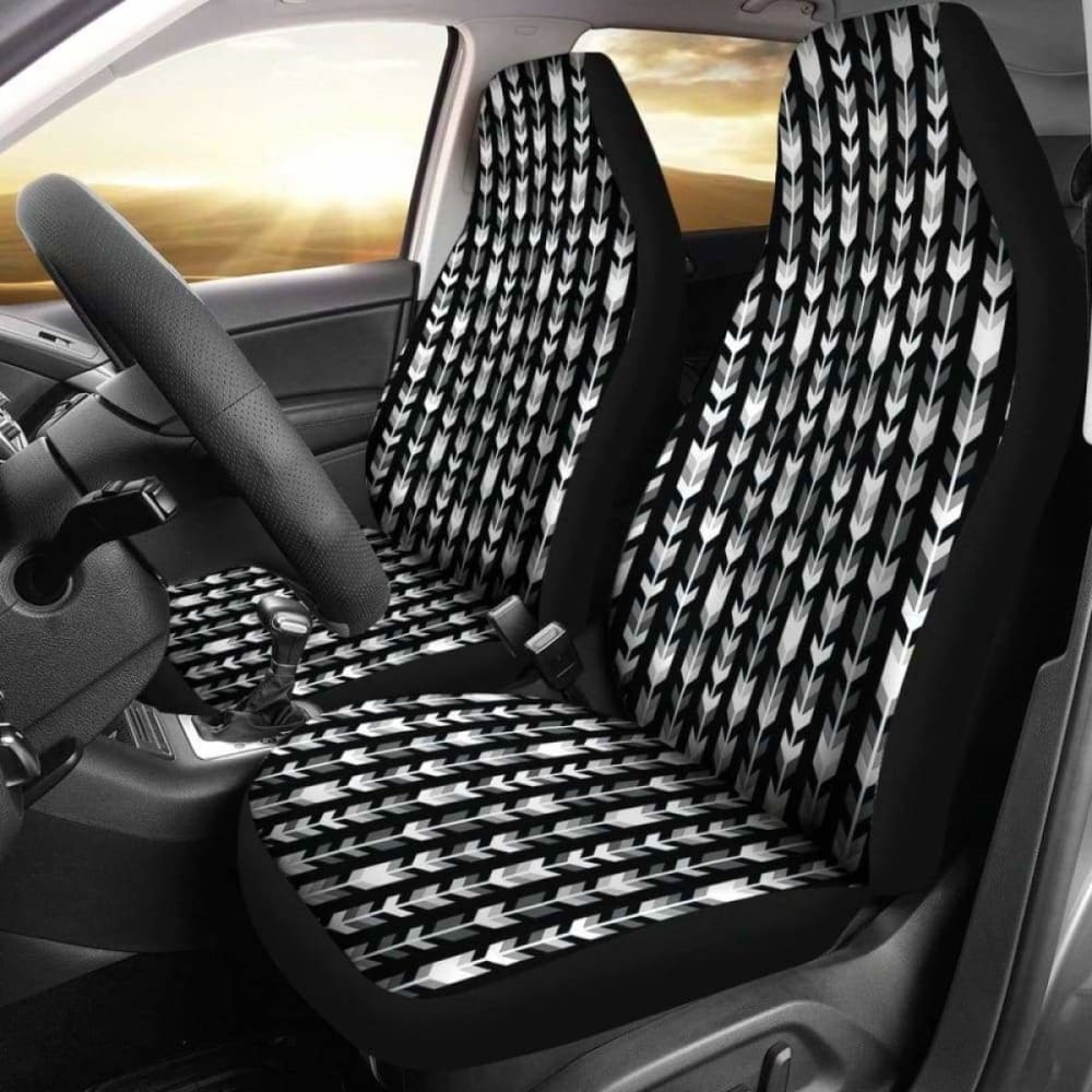 Gray Black And White Boho Arrow Pattern Car Seat Covers 105905 - YourCarButBetter