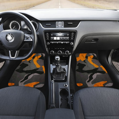 Gray Orange Camouflage Car Floor Mats 210807 - YourCarButBetter