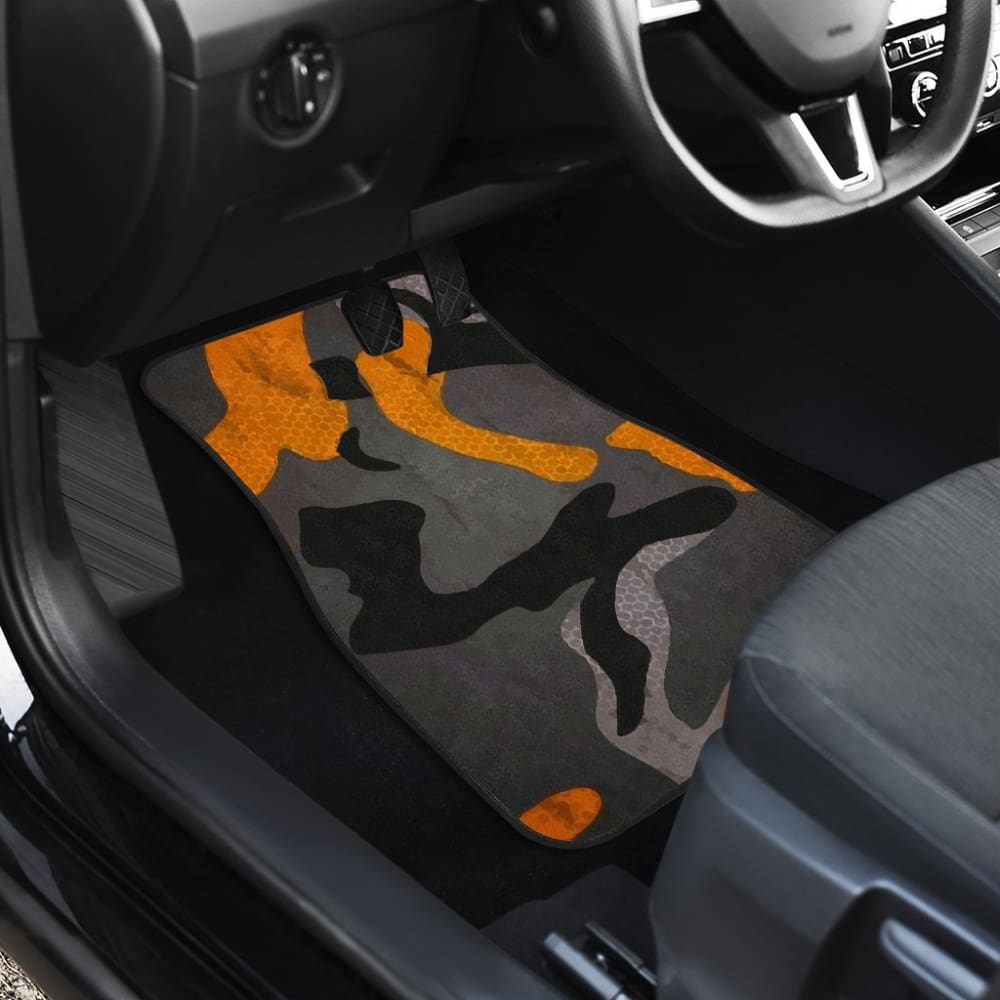 Gray Orange Camouflage Car Floor Mats 210807 - YourCarButBetter