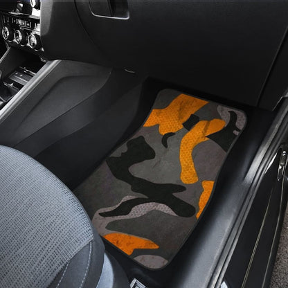 Gray Orange Camouflage Car Floor Mats 210807 - YourCarButBetter