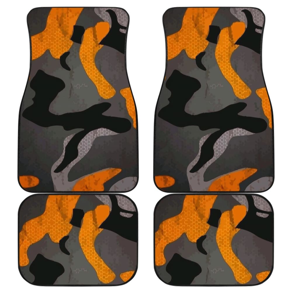 Gray Orange Camouflage Car Floor Mats 210807 - YourCarButBetter