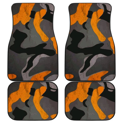 Gray Orange Camouflage Car Floor Mats 210807 - YourCarButBetter