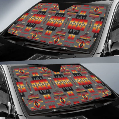 Gray Pattern Native Auto Sun Shades 093223 - YourCarButBetter