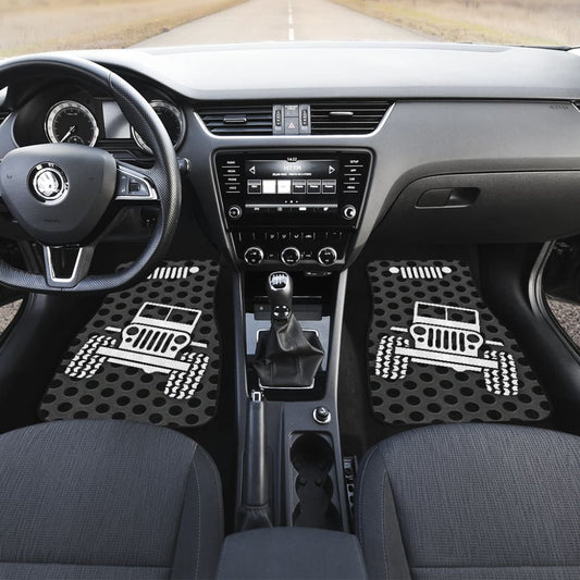 Gray White Jeep Offroad Metal Holes Printed Car Floor Mats Custom 1 211901 - YourCarButBetter