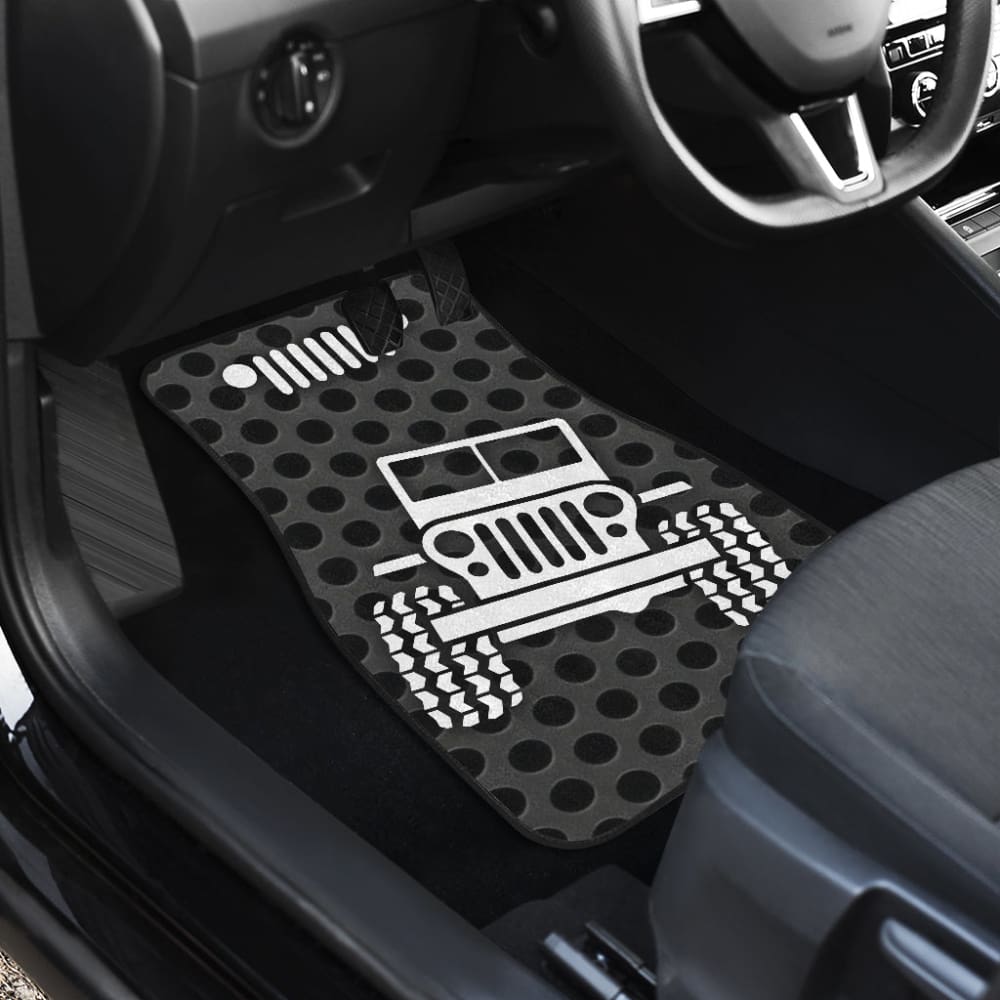 Gray White Jeep Offroad Metal Holes Printed Car Floor Mats Custom 1 211901 - YourCarButBetter