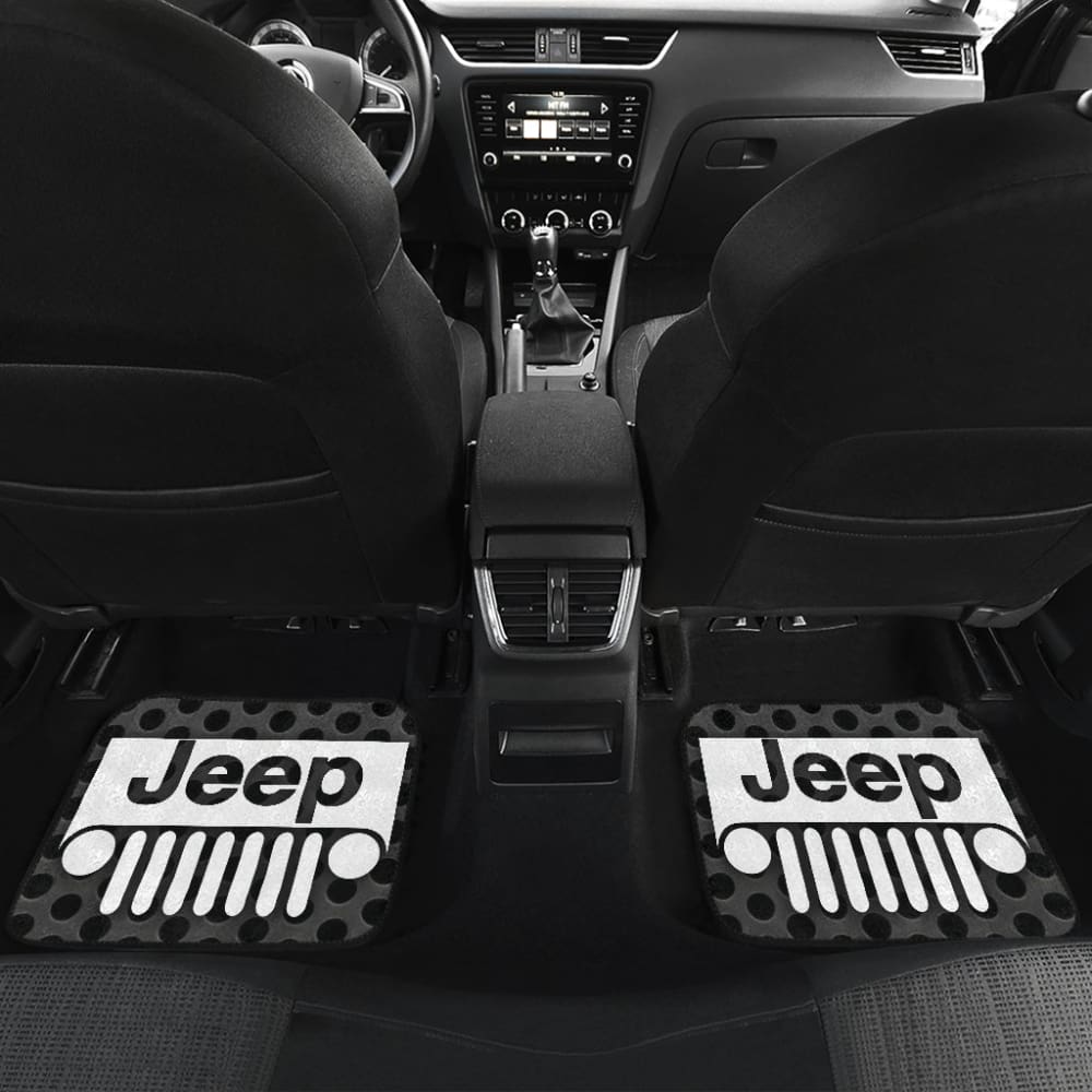 Gray White Jeep Offroad Metal Holes Printed Car Floor Mats Custom 1 211901 - YourCarButBetter