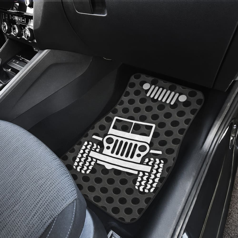 Gray White Jeep Offroad Metal Holes Printed Car Floor Mats Custom 2 211901 - YourCarButBetter