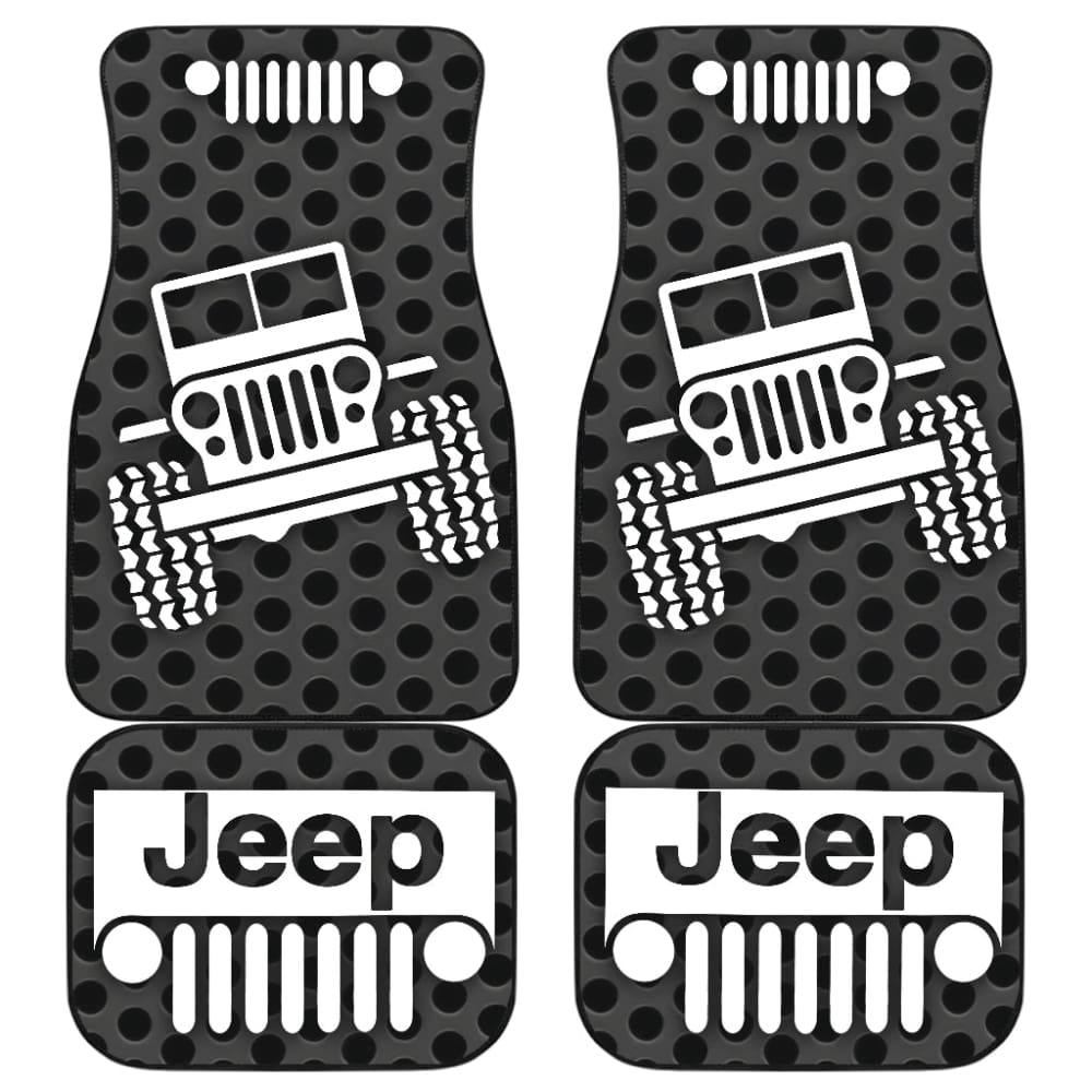 Gray White Jeep Offroad Metal Holes Printed Car Floor Mats Custom 2 211901 - YourCarButBetter