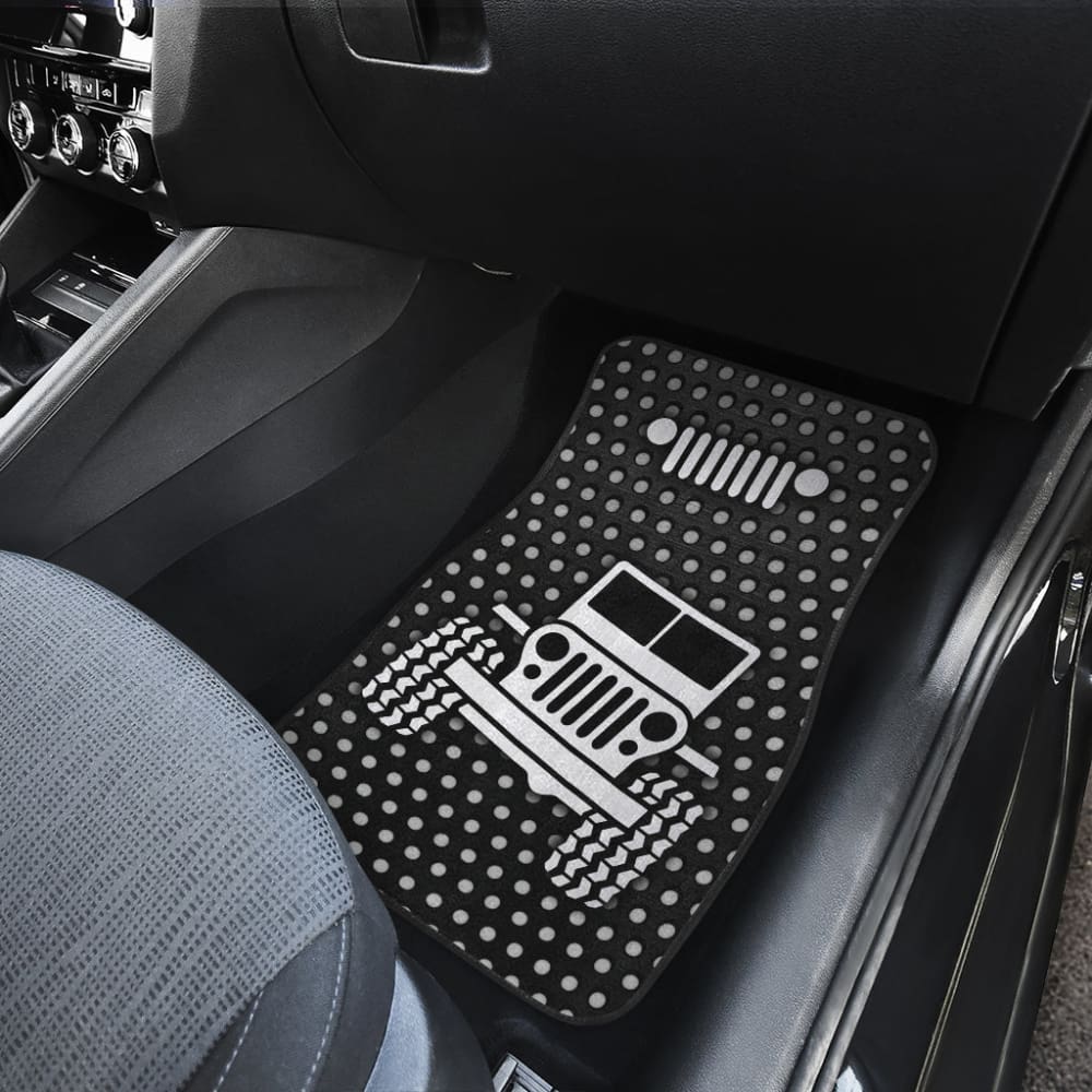 Gray White Jeep Offroad Metal Holes Printed Car Floor Mats Custom 3 211901 - YourCarButBetter