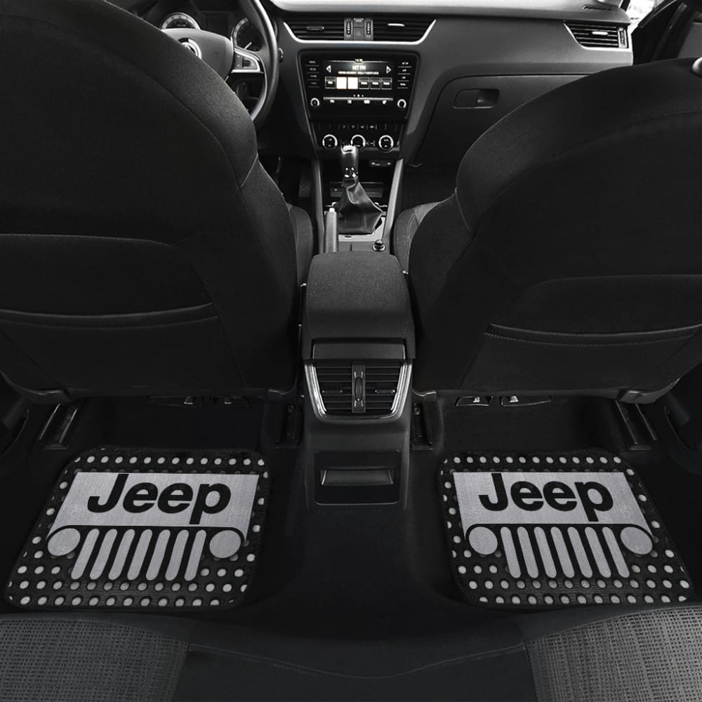 Gray White Jeep Offroad Metal Holes Printed Car Floor Mats Custom 3 211901 - YourCarButBetter