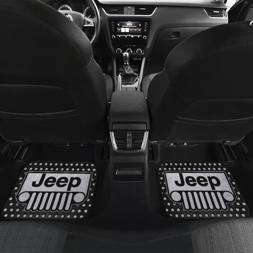 Gray White Jeep Offroad Metal Holes Printed Car Floor Mats Custom 4 211901 - YourCarButBetter