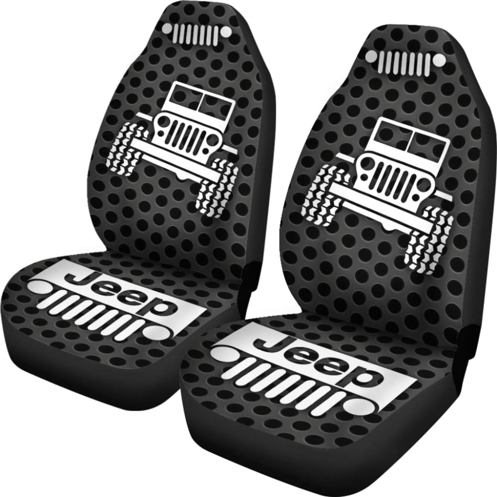 Gray White Jeep Offroad Metal Holes Printed Car Seat Covers Custom 1 211901 - YourCarButBetter