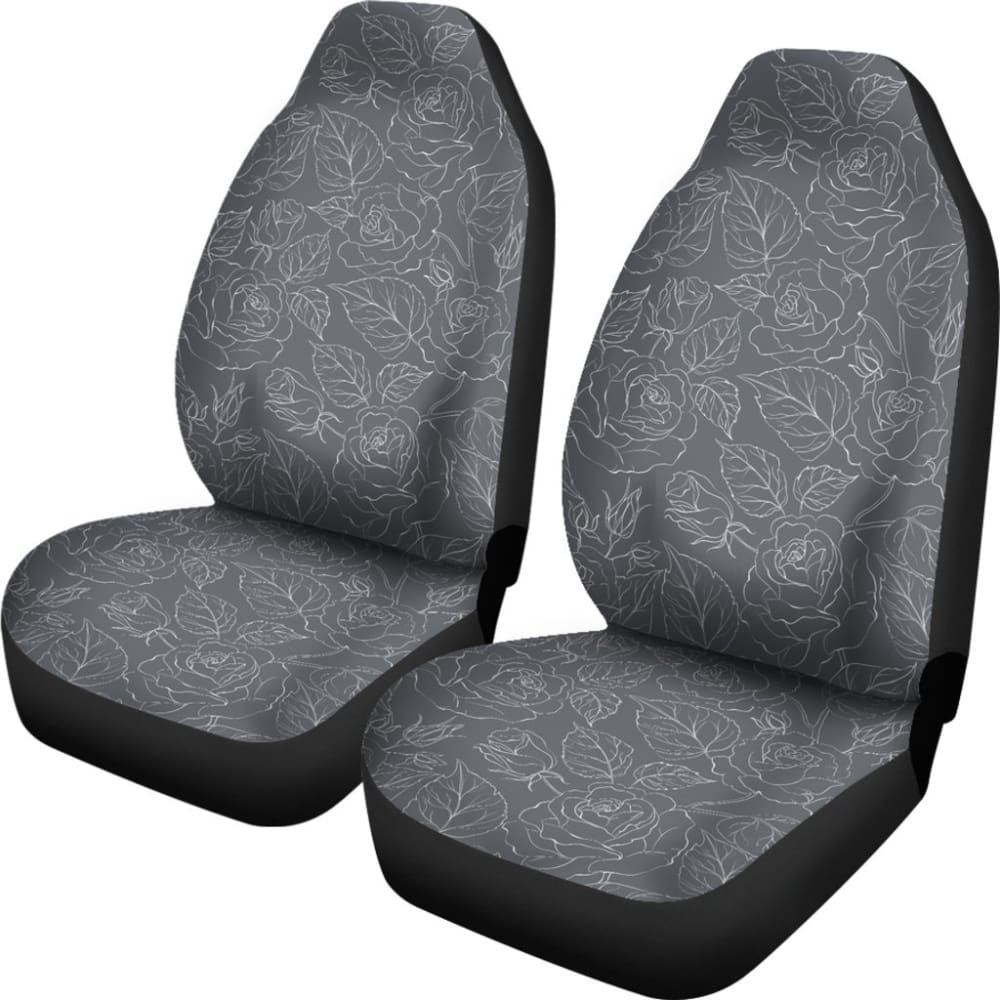 Gray With Subtle Rose Pattern Car Seat Covers Set 174510 - YourCarButBetter