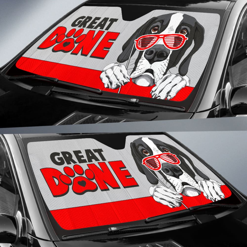 Great Dane Dog Loves Paw Print Car Auto Sun Shades 210401 - YourCarButBetter