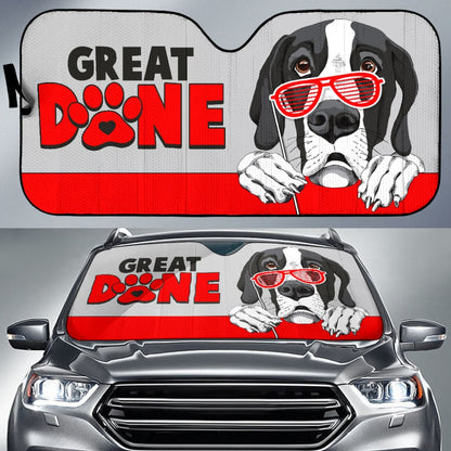 Great Dane Dog Loves Paw Print Car Auto Sun Shades 210401 - YourCarButBetter