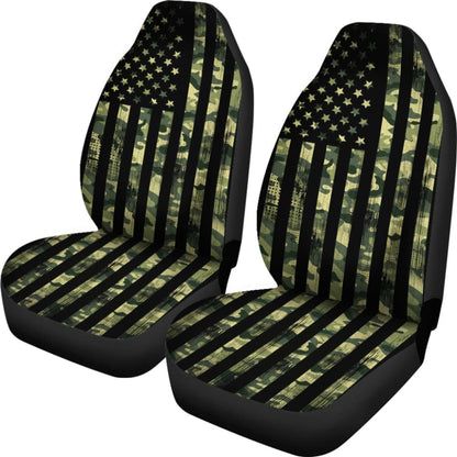 Green American Flag Amazing Gift Ideas Car Seat Covers 211803 - YourCarButBetter