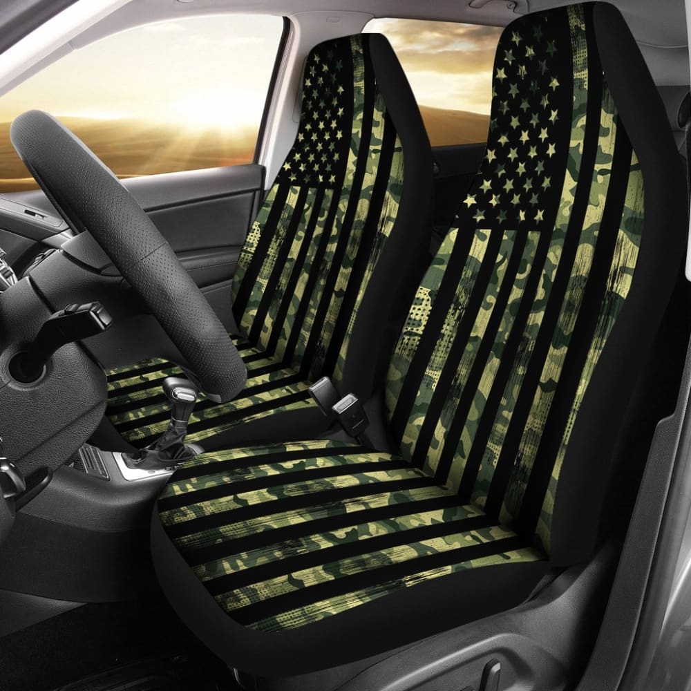 Green American Flag Amazing Gift Ideas Car Seat Covers 211803 - YourCarButBetter