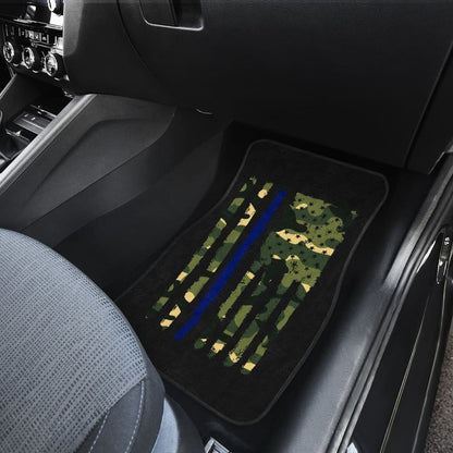 Green American Flag Thin Blue Line Car Floor Mats 211803 - YourCarButBetter