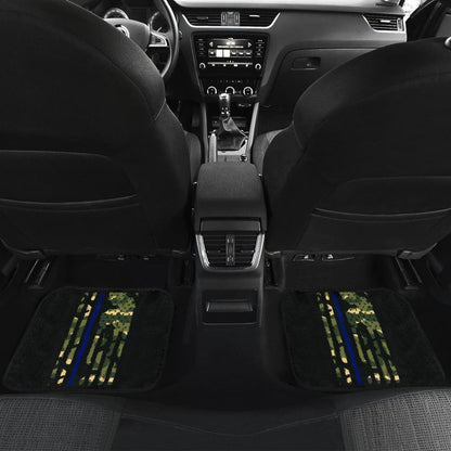 Green American Flag Thin Blue Line Car Floor Mats 211803 - YourCarButBetter