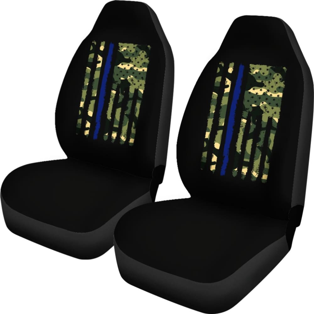 Green American Flag Thin Blue Line Car Seat Covers 211803 - YourCarButBetter