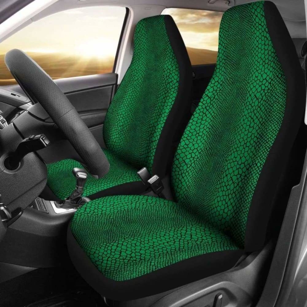 Green And Black Lizard Snake Skin Scales Car Seat Covers Seat Protectors 232125 - YourCarButBetter
