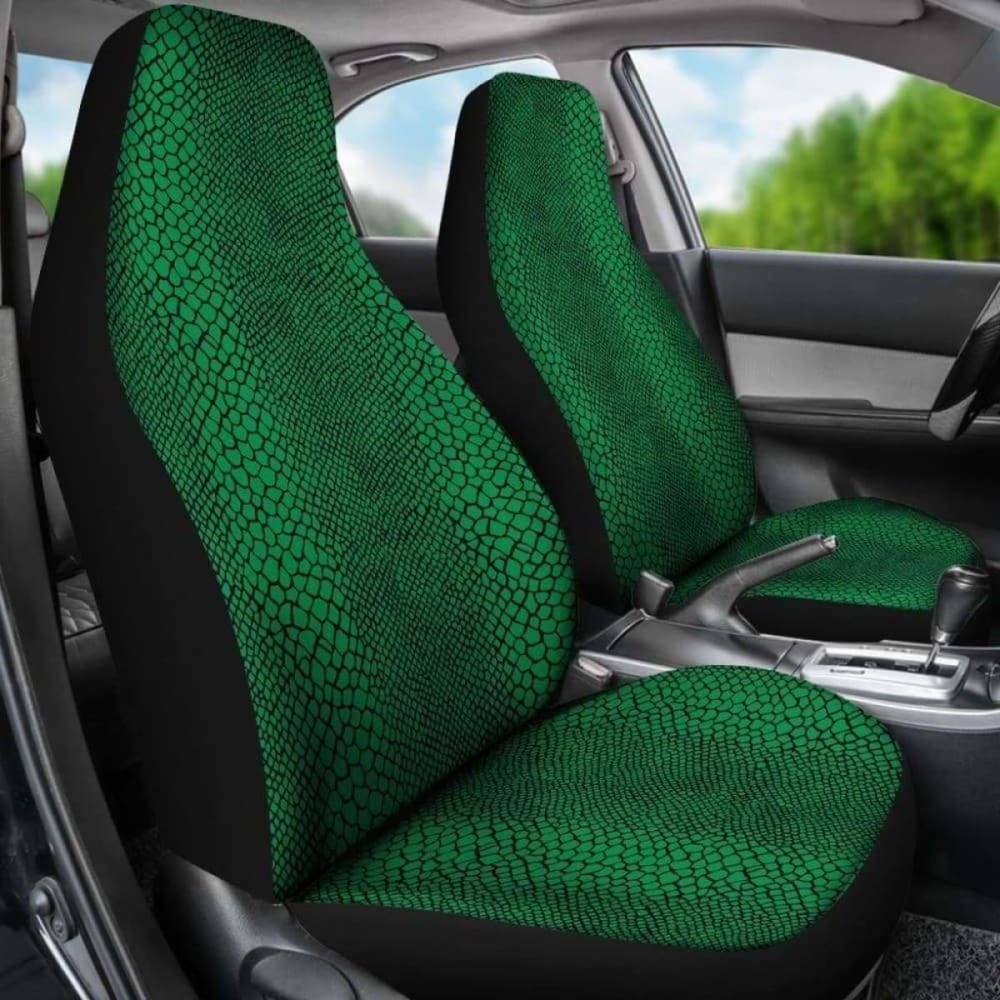 Green And Black Lizard Snake Skin Scales Car Seat Covers Seat Protectors 232125 - YourCarButBetter