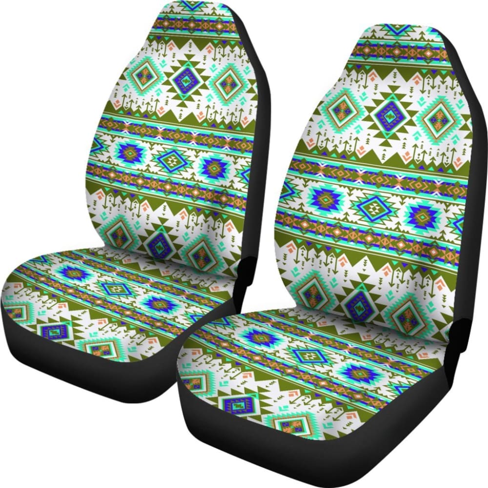 Green And White Aztec Car Seat Covers 174510 - YourCarButBetter