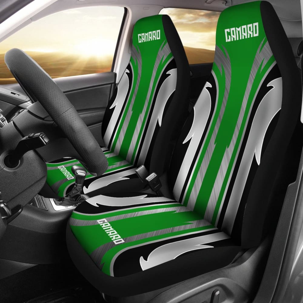 Green Black Camaro White Letter Car Accessories Car Seat Covers 210603 - YourCarButBetter