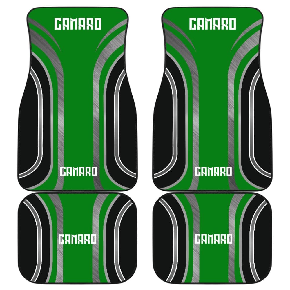Green Black Camaro White Letter Car Floor Mats 210603 - YourCarButBetter