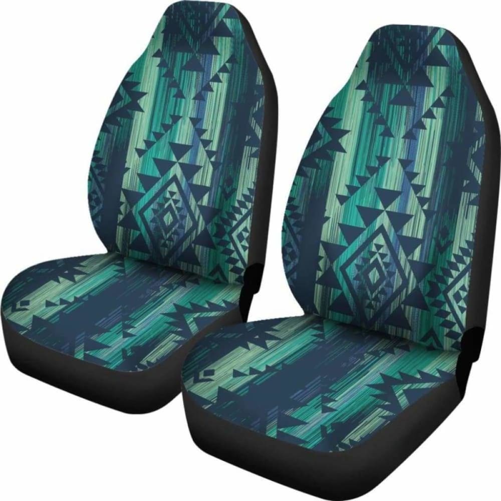 Green Boho Aztec Streaks Car Seat Covers 110424 - YourCarButBetter