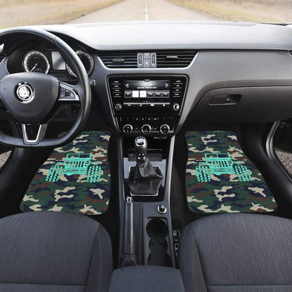 Green Camouflage Color Dark Blue Jeep Car Floor Mats 211204 - YourCarButBetter