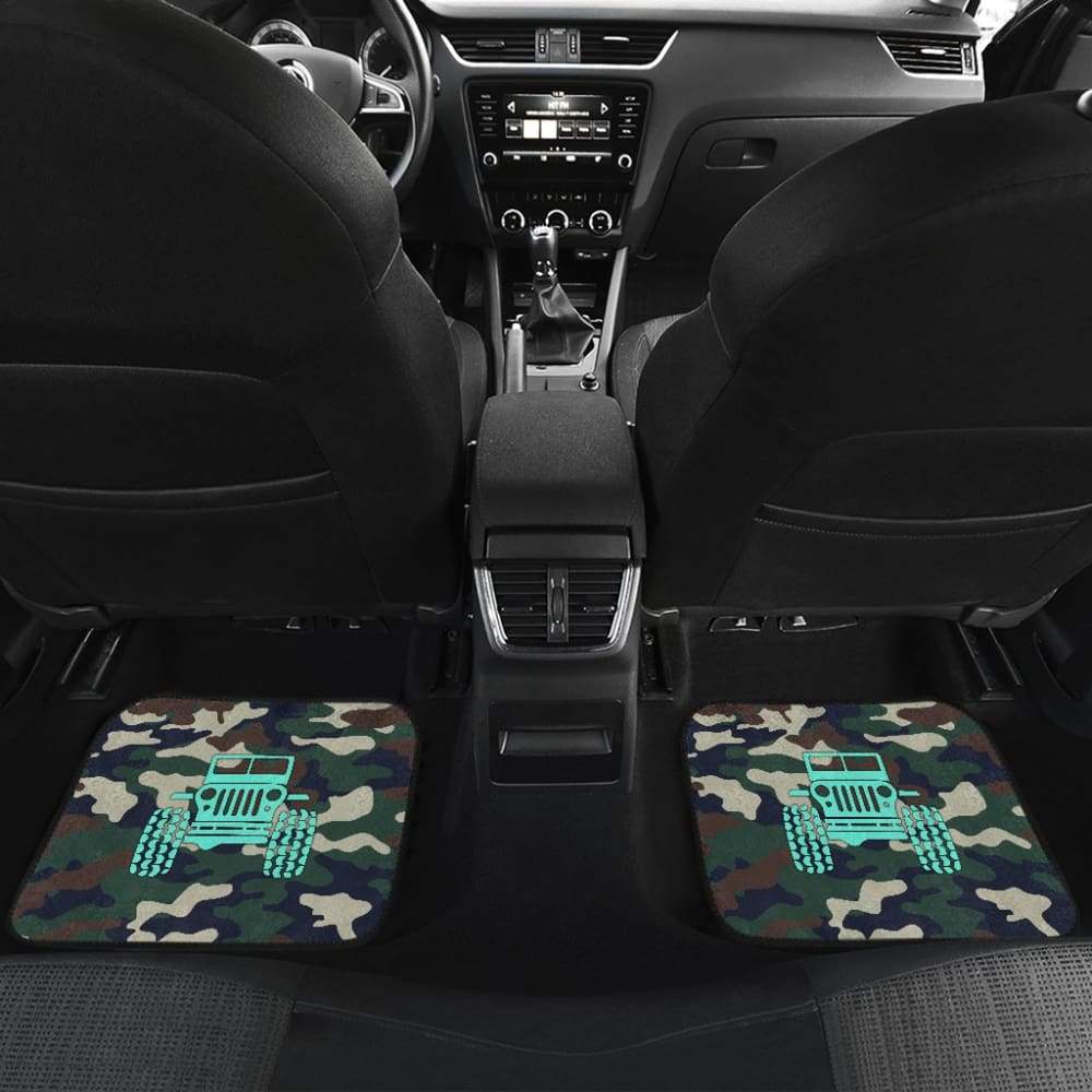 Green Camouflage Color Dark Blue Jeep Car Floor Mats 211204 - YourCarButBetter