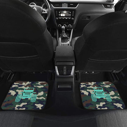 Green Camouflage Color Dark Blue Jeep Car Floor Mats 211204 - YourCarButBetter