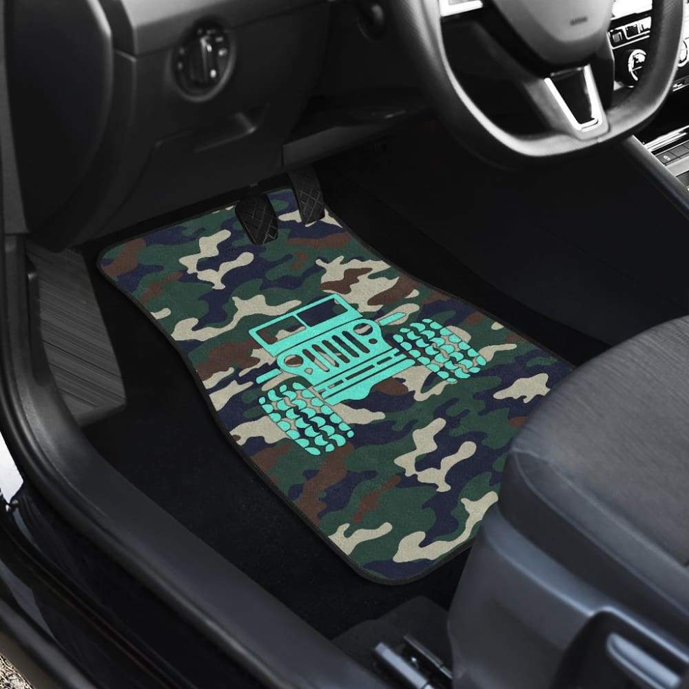 Green Camouflage Color Dark Blue Jeep Car Floor Mats 211204 - YourCarButBetter