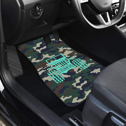 Green Camouflage Color Dark Blue Jeep Car Floor Mats 211204 - YourCarButBetter